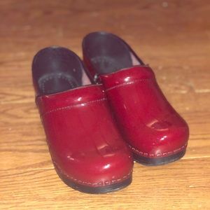 Red Patent Leather Clogs EUC